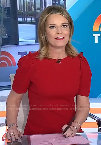 Savannah’s red ruffle shoulder top on Today