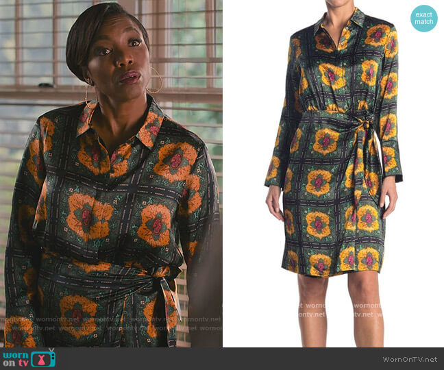 Scotch & Soda Silk Tie Wrap Dress worn by Helen Decatur (Heather Headley) on Sweet Magnolias