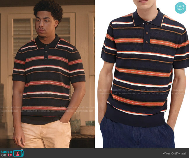 Scotch & Soda Structured Knit Polo worn by Andre Johnson Jr (Marcus Scribner) on Black-ish
