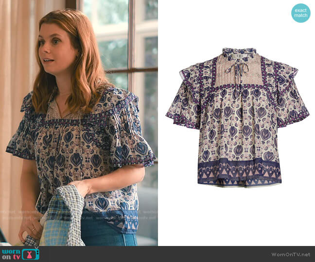 Sea Brigitte Border Pintuck Top worn by Maddie Townsend (JoAnna Garcia Swisher) on Sweet Magnolias