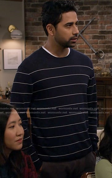 Sid’s navy striped sweater on How I Met Your Father