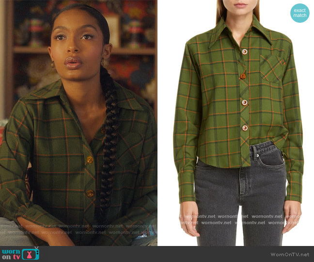 Simon Miller Wika Button Front Shirt worn by Zoey Johnson (Yara Shahidi) on Grown-ish