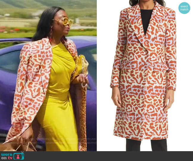 Smythe Metallic Animal Jacquard Cotton Blend Coat worn by August King (Ebonee Noel) on The Kings of Napa