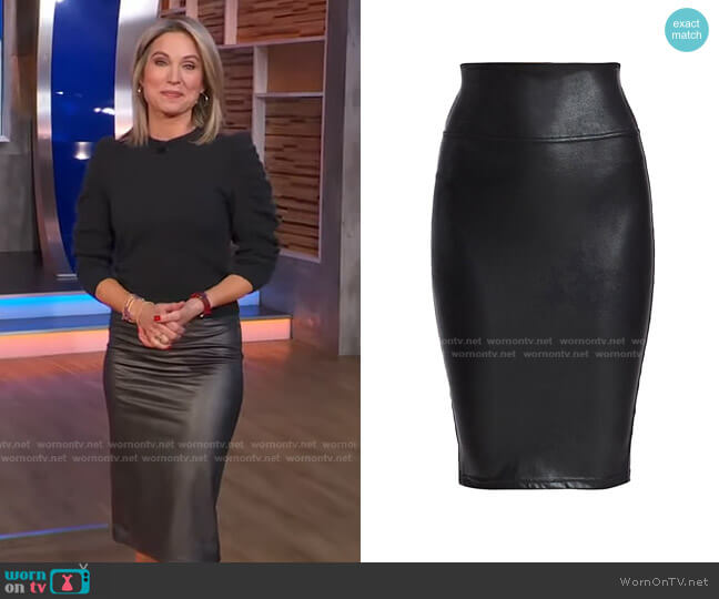 Spanx Faux Leather Pencil Skirt worn by Amy Robach on Good Morning America