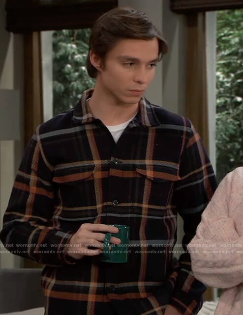 Spencer’s navy plaid jacket on General Hospital