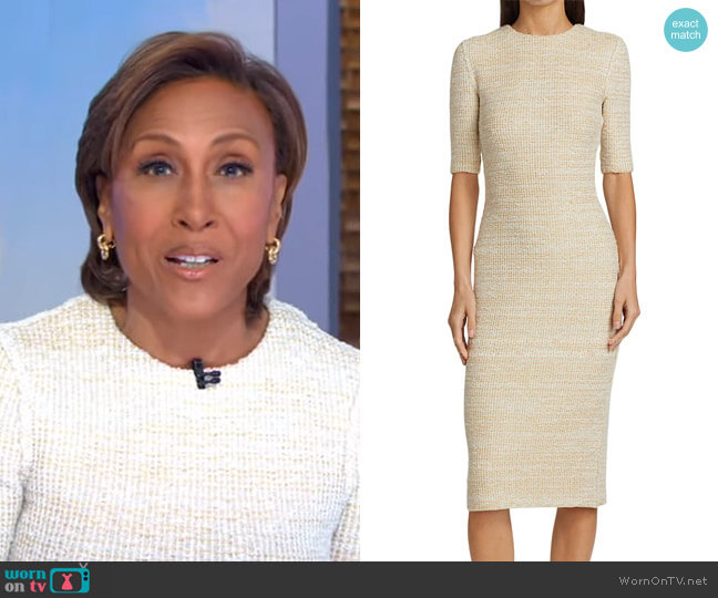 St John Stretch Boucle Knit Dress worn by Robin Roberts on Good Morning America