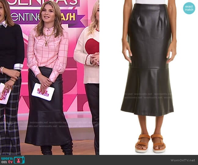 Staud Laurel Faux Leather Skirt worn by Jenna Bush Hager on Today