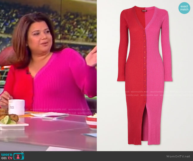 Staud Shoko Dress in Lava/Peony worn by Ana Navarro on The View