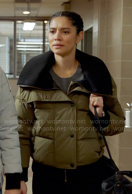 Stella’s green puffer jacket on Chicago Fire