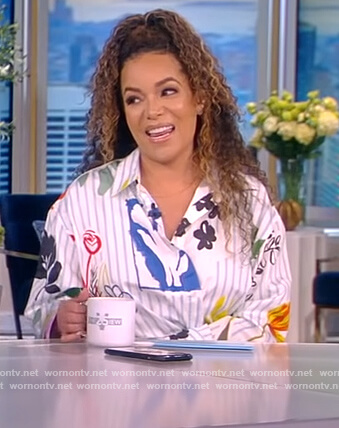 Sunny’s floral stripe shirtdress on The View