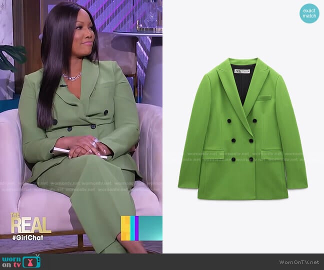 Zara Tailored Blazer with Buttons worn by Garcelle Beauvais on The Real