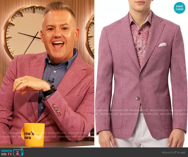 Tallia Slim-Fit Mauve Sport Coat worn by Ross Mathews on The Drew Barrymore Show