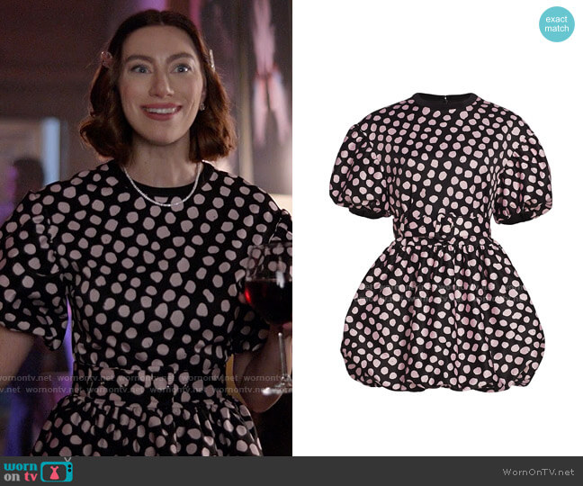 Tanya Taylor Alicia Polka Dot Puff-Sleeve Bubble Mini Dress