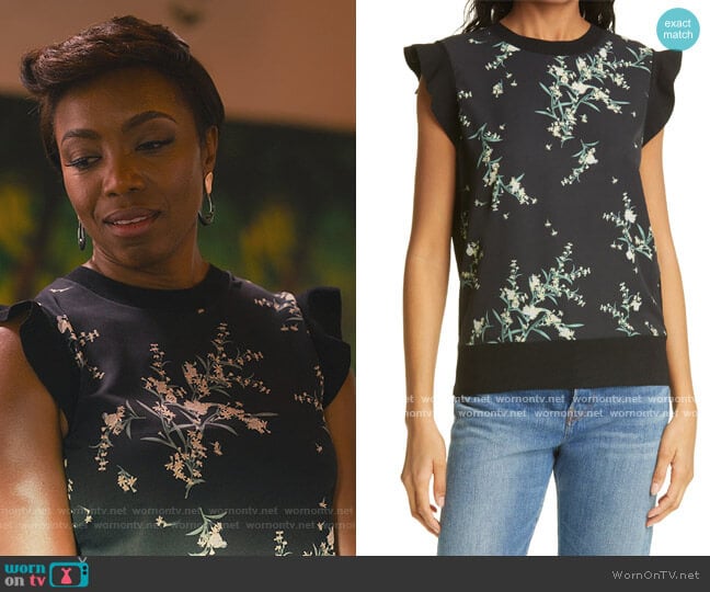 Ted Baker Zaphira Floral Print Top worn by Helen Decatur (Heather Headley) on Sweet Magnolias