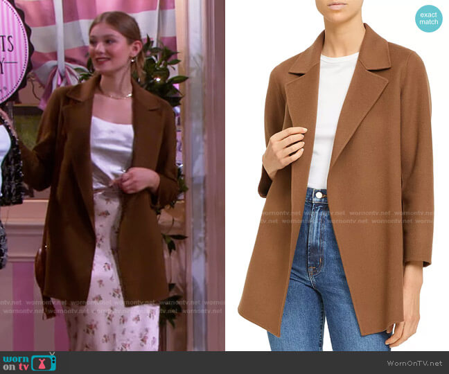 Theory Clairene Double Face Jacket in Russet worn by Alice Caroline Horton (Lindsay Arnold) on Days of our Lives