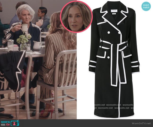 Thom Browne Double Breasted Silk Coat worn by Carrie Bradshaw (Sarah Jessica Parker) on And Just Like That