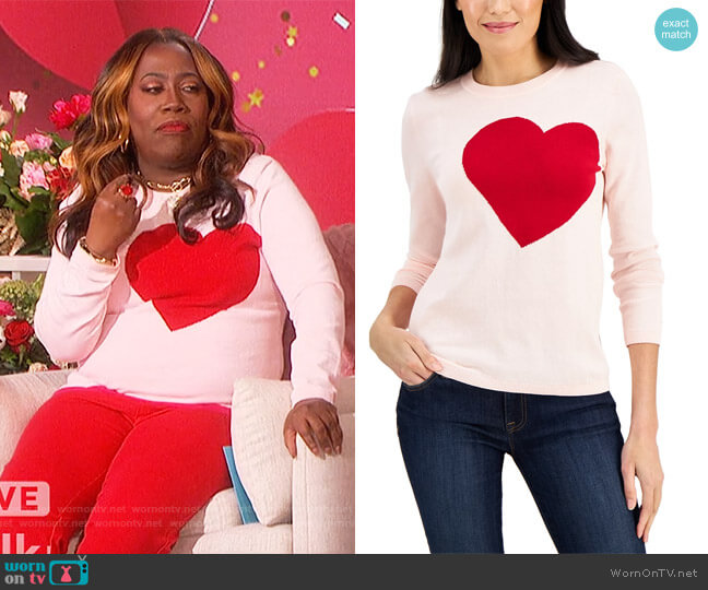 Tommy Hilfiger Cotton Heart-Graphic Sweater worn by Sheryl Underwood on The Talk