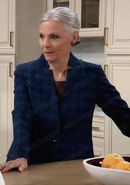 Tracy’s blue checked blazer on General Hospital
