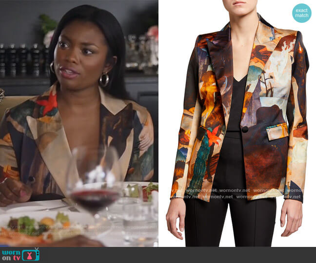Unttld Eon Printed Cotton-Blend Blazer worn by August King (Ebonee Noel) on The Kings of Napa