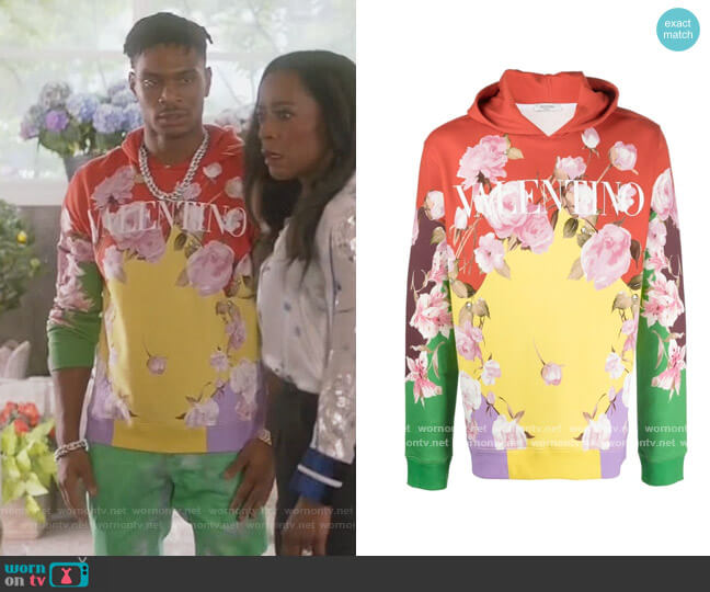 Valentino Printed Sweatshirt Hoodie worn by Christian King (Ashlee Brian) on The Kings of Napa