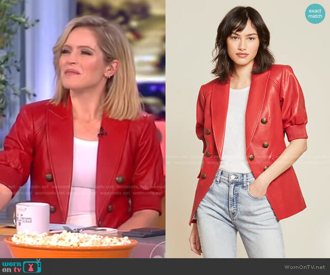 Veronica Beard Edra Leather Dickey Jacket worn by Sara Haines on The View