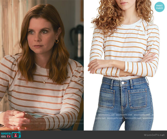 Veronica Beard Mason Baseball T-Shirt worn by Maddie Townsend (JoAnna Garcia Swisher) on Sweet Magnolias