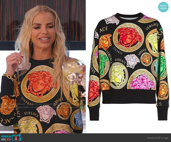 Versace Medusa Amplified Printed Sweatshirt worn by Alexia Echevarria (Alexia Echevarria) on The Real Housewives of Miami