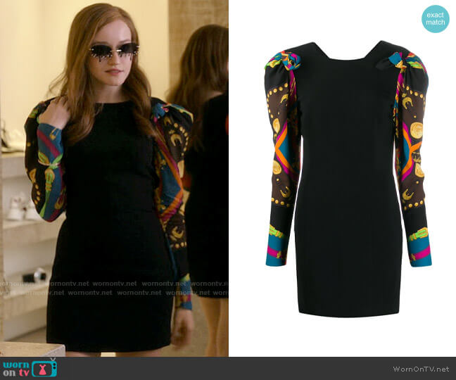 Versace Scarf Sleeve Dress worn by Anna Delvey (Julia Garner) on Inventing Anna