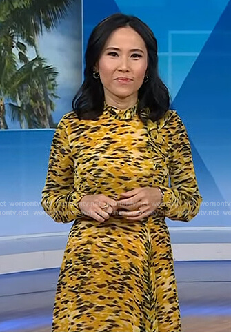 Vicky Nguyen’s yellow printed ruffle dress on Today
