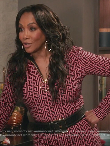 Vivica A Fox’s pink monogram print top on Black-ish