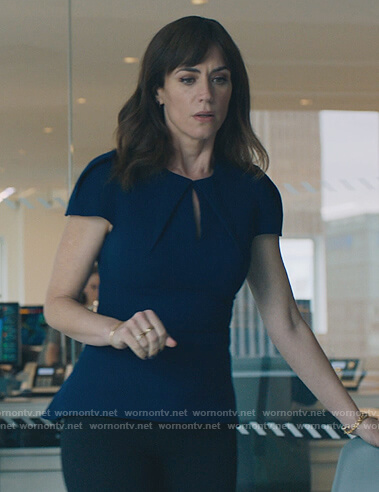Wendy’s blue cap sleeve top on Billions