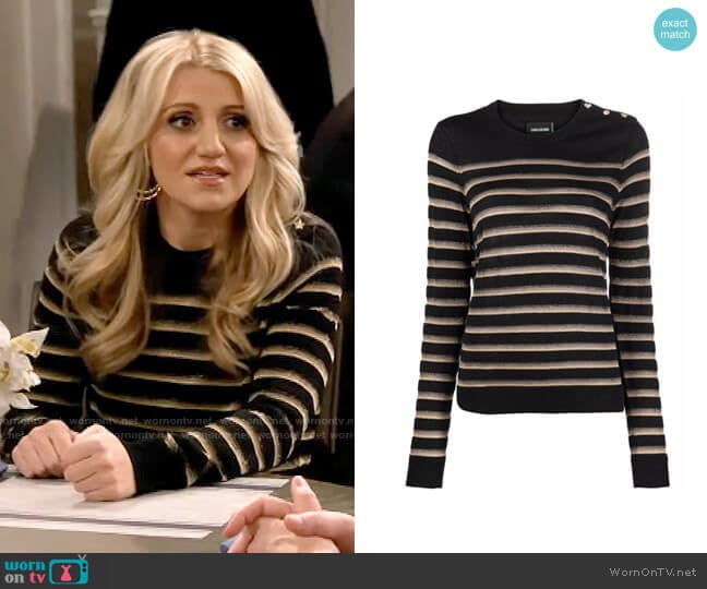 Zadig & Voltaire Miss Stripes Sweater worn by Gina Dabrowski (Annaleigh Ashford) on B Positive