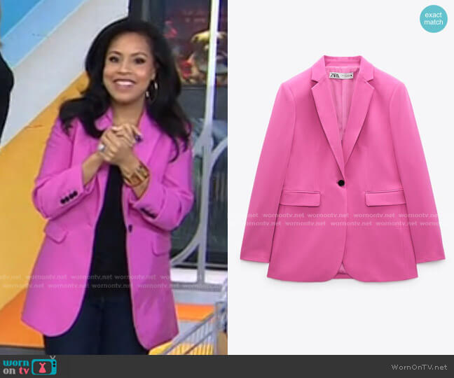 Zara Buttoned Tailored Blazer worn by Sheinelle Jones on Today