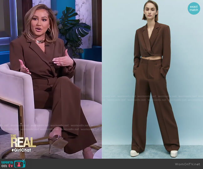 Zara High Waisted Straight Cut Pants worn by Adrienne Houghton on The Real