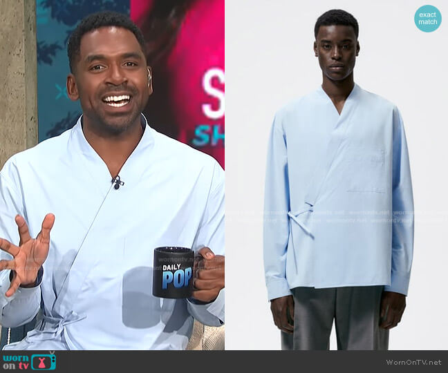 Zara Crossover Cotton Shirt worn by Justin Sylvester on E! News