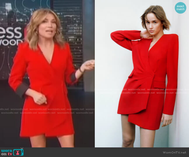 Zara Draped Blazer Dress worn by Kit Hoover on Access Hollywood