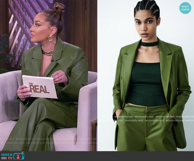 Zara Faux Leather Blazer worn by Adrienne Houghton on The Real