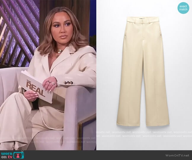 Zara Full Length Faux Leather Pants worn by Adrienne Houghton on The Real