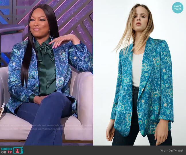 Zara Printed Blazer worn by Garcelle Beauvais on The Real