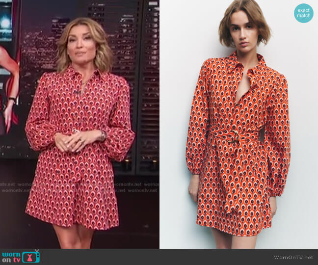 Zara Printed Short Dress worn by Kit Hoover on Access Hollywood