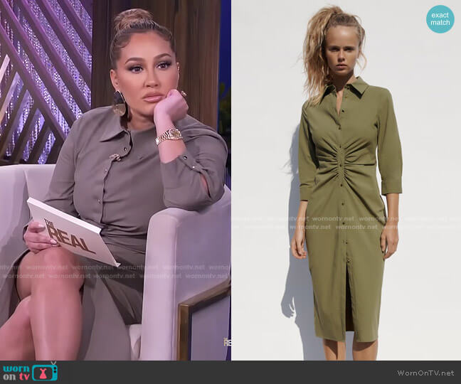 Zara Shirt Dress with Ruching worn by Adrienne Houghton on The Real
