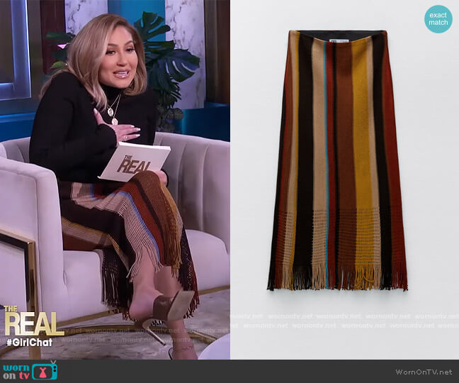 Zara Striped Knit Skirt worn by Adrienne Houghton on The Real