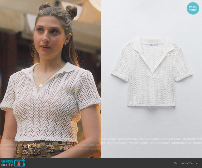 Zara Crochet Polo Sweater worn by Nomi Segal (Emily Arlook) on Grown-ish