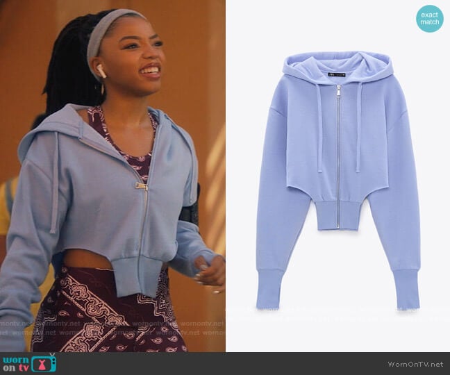 Zara Cut Out Sweatshirt worn by Jazlyn Forster (Chloe Bailey) on Grown-ish