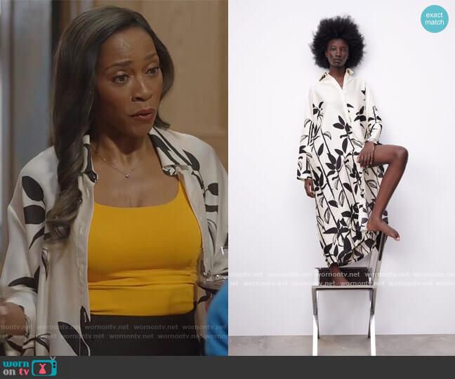 Zara Oversized Printed Dress worn by Vanessa King (Karen Leblanc) on The Kings of Napa