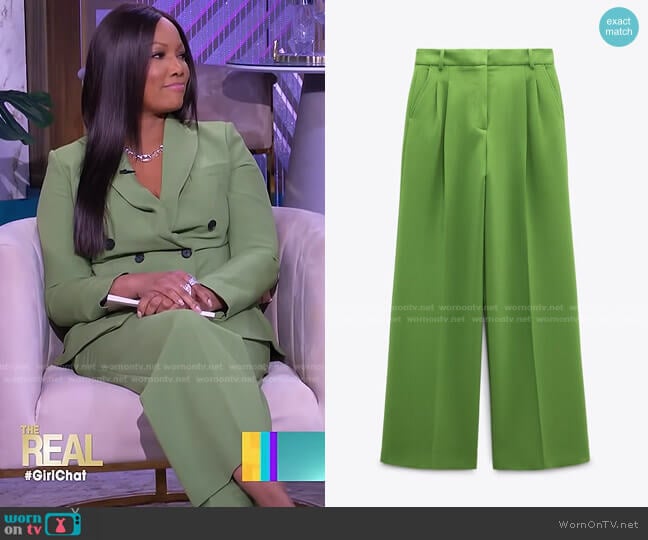 Zara Pleated Mid Rise Pants worn by Garcelle Beauvais on The Real