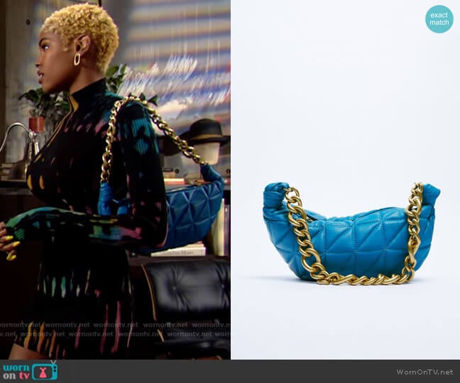 Zara Quilted Leather Bag with Chain worn by Paris Buckingham (Diamond White) on The Bold and the Beautiful