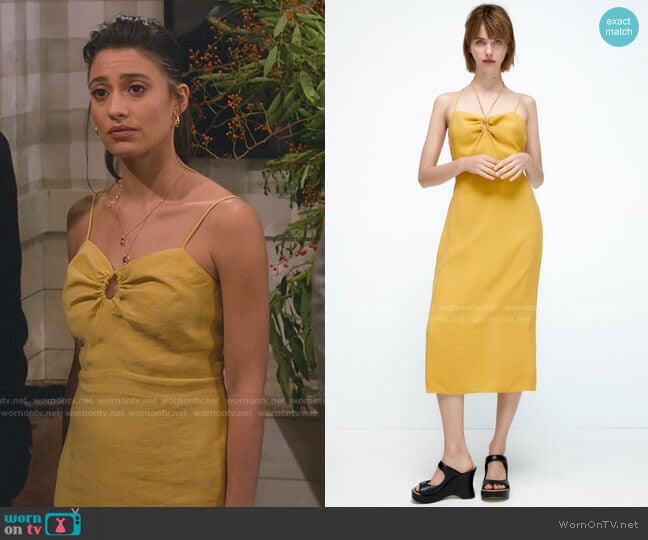 Zara Ruched Midi Dress worn by Hannah (Ashley Reyes) on How I Met Your Father