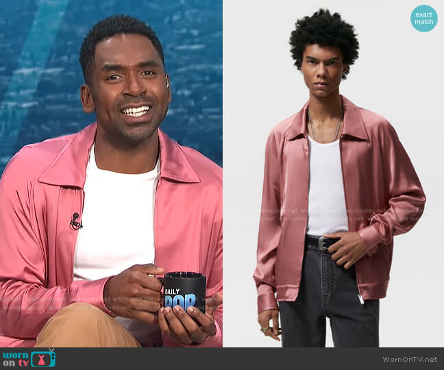 Zara Satin Effect Jacket worn by Justin Sylvester on E! News