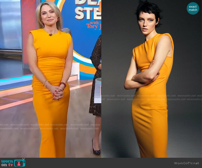 Zara Side Draped Dress worn by Amy Robach on Good Morning America